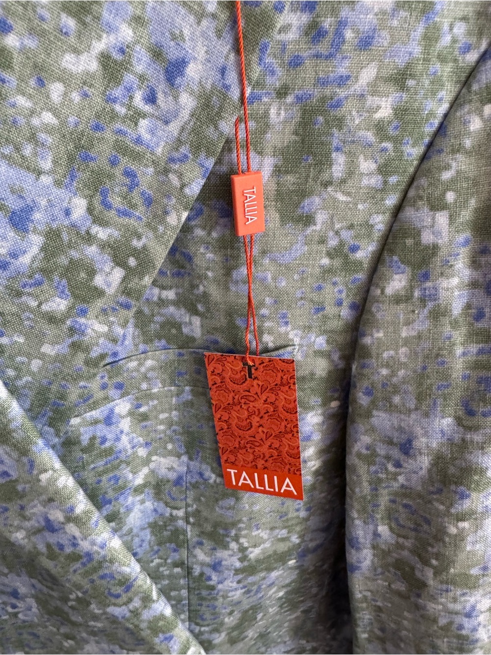TALLIA Men’s Linen Light Green and Blue Floral-Print Men's Blazer size 42R - Picture 2 of 9